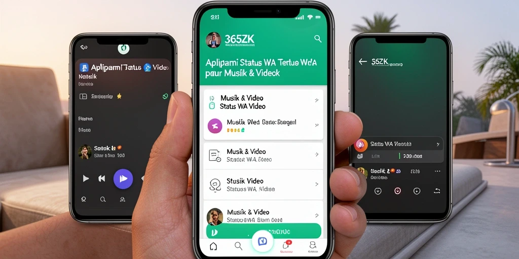 Tampilan utama 365ZK dengan koleksi status video yang menarik.