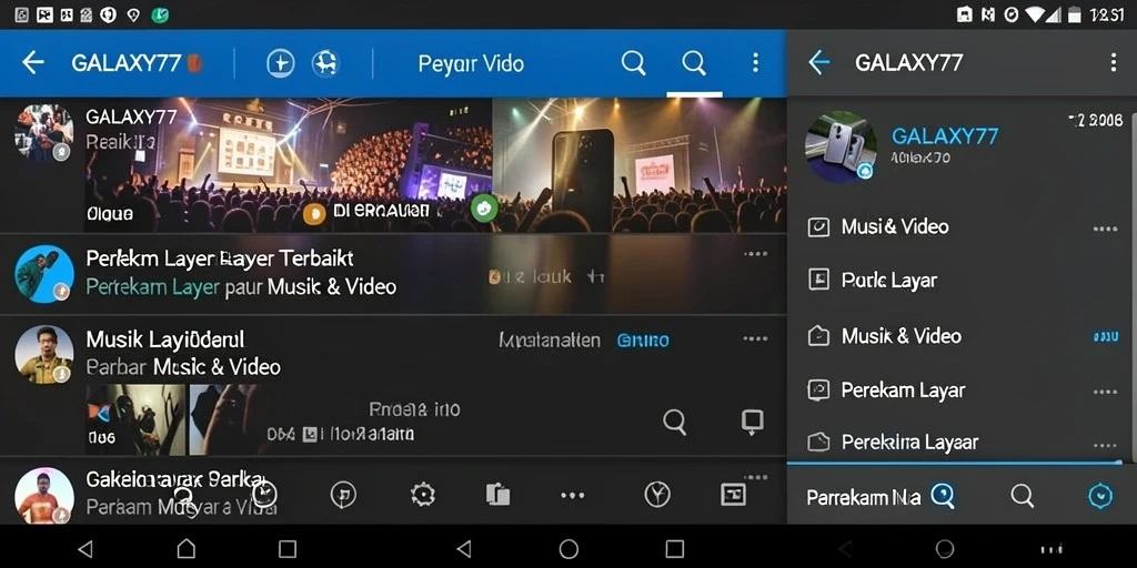 Tampilan antarmuka GALAXY77 untuk merekam layar dengan mudah.