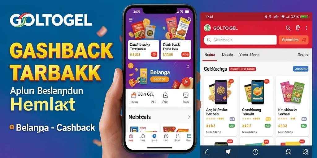 Tampilan antarmuka GOLTOGEL dengan fitur cashback yang menarik.
