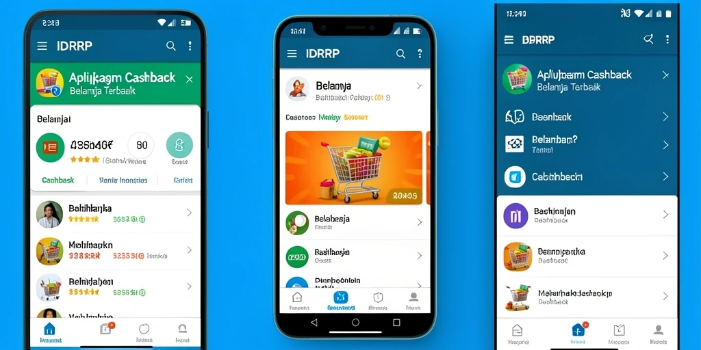 Antarmuka aplikasi IDRRP dengan fitur Cashback yang menarik.