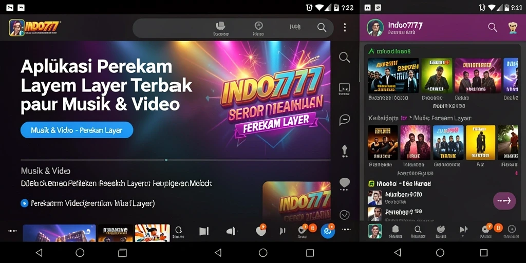 Antarmuka INDO777 saat merekam layar dengan berbagai opsi pengaturan.