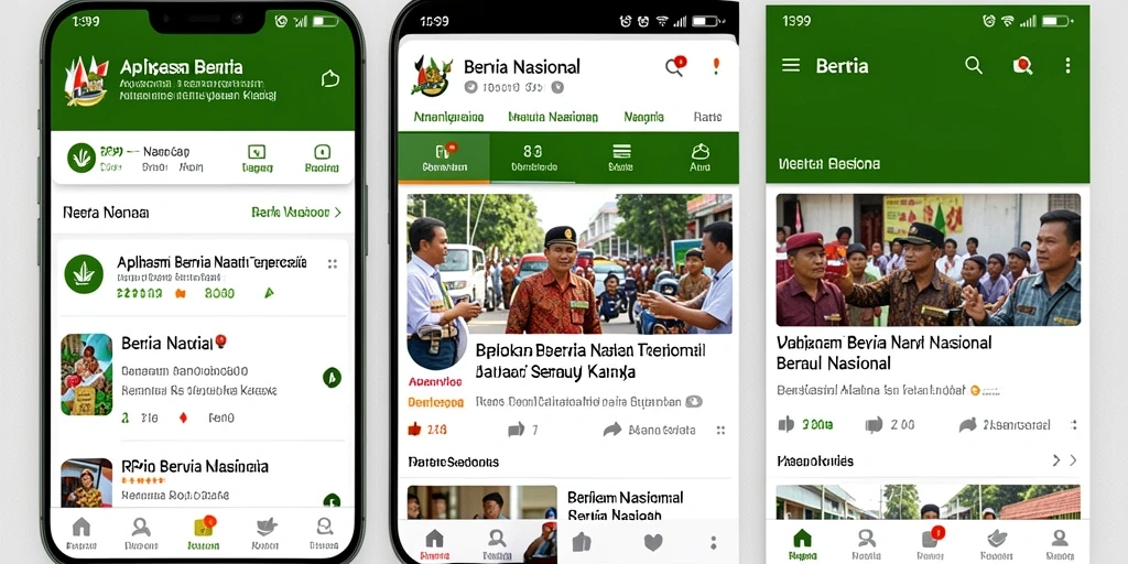 Antarmuka aplikasi RP99 yang menarik dengan berita nasional terkini.