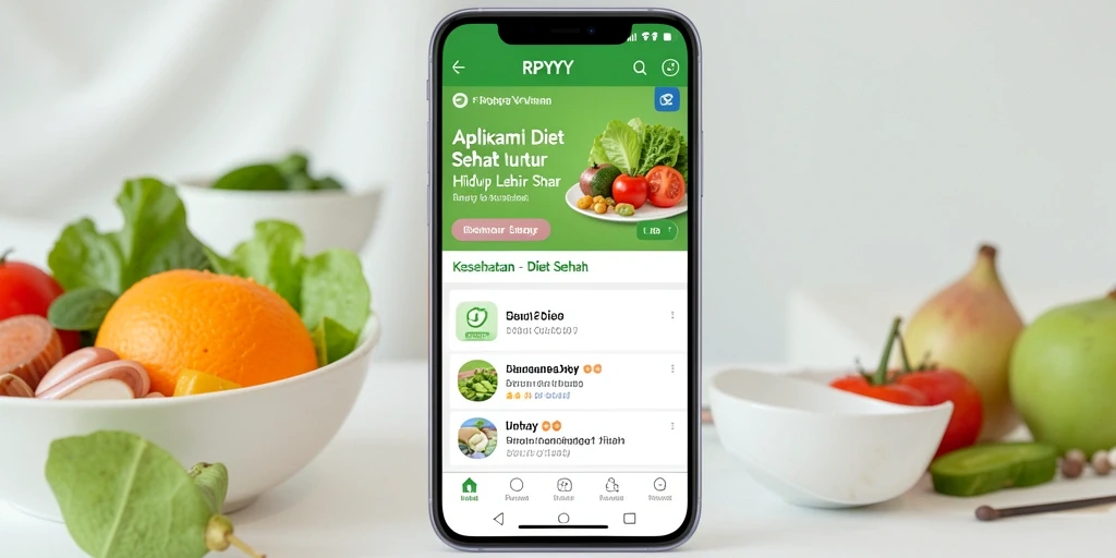 Tampilan antarmuka aplikasi Diet Sehat RPYYY