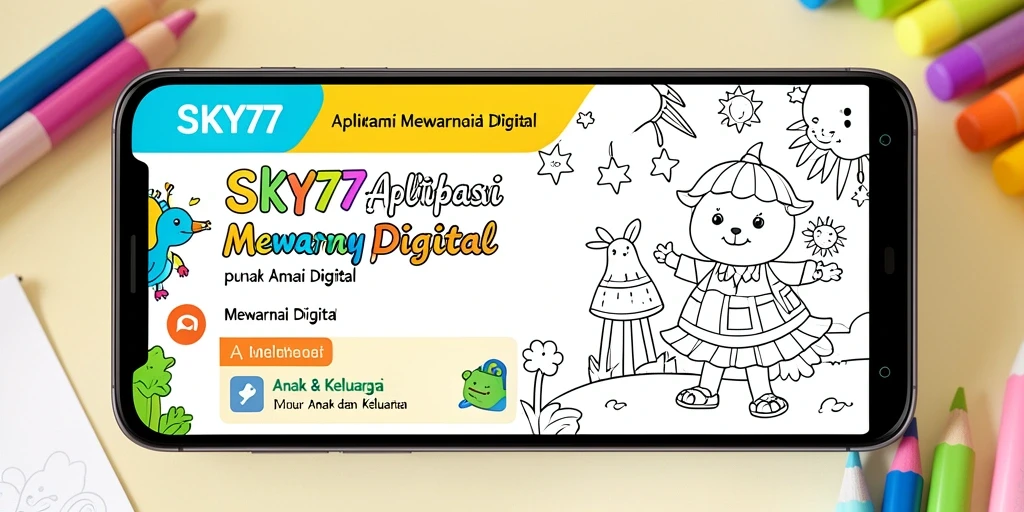 Tampilan antarmuka SKY77 dengan fitur Mewarnai Digital yang interaktif.