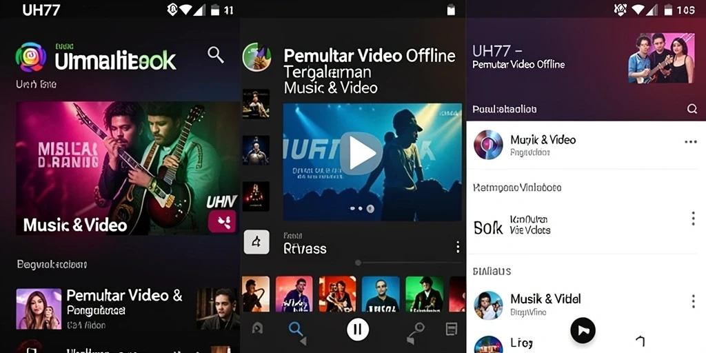 Tampilan antarmuka UH77 yang sederhana dan fungsional untuk pemutaran video.