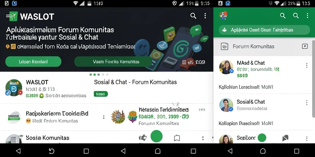 Antarmuka aplikasi Forum Komunitas WASLOT yang menarik dan mudah digunakan.